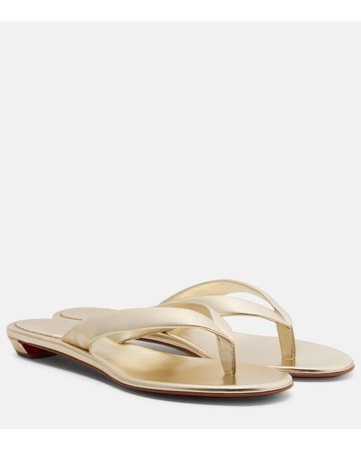 Christian Louboutin Natural Miss Z Metallic Leather Thong Sandals