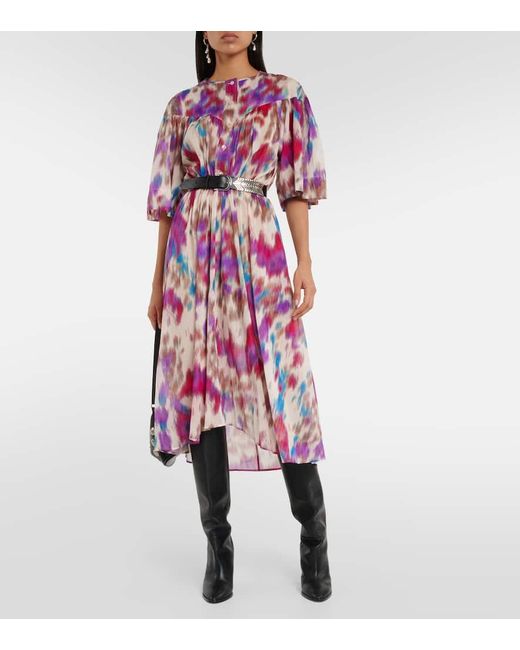 Isabel Marant Purple Printed Cotton Midi Dress