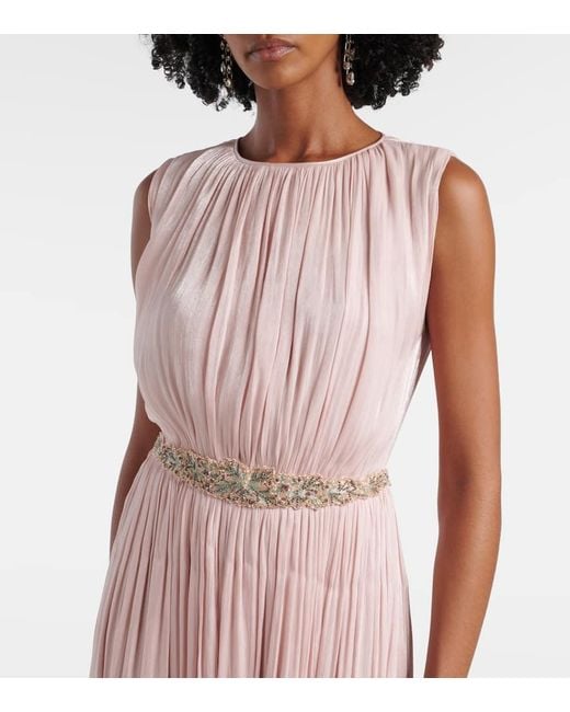 Costarellos Pink Jazmin Georgette Lame Gown