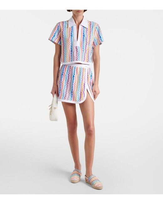 Missoni White Zigzag Printed Terry Jersey Miniskirt