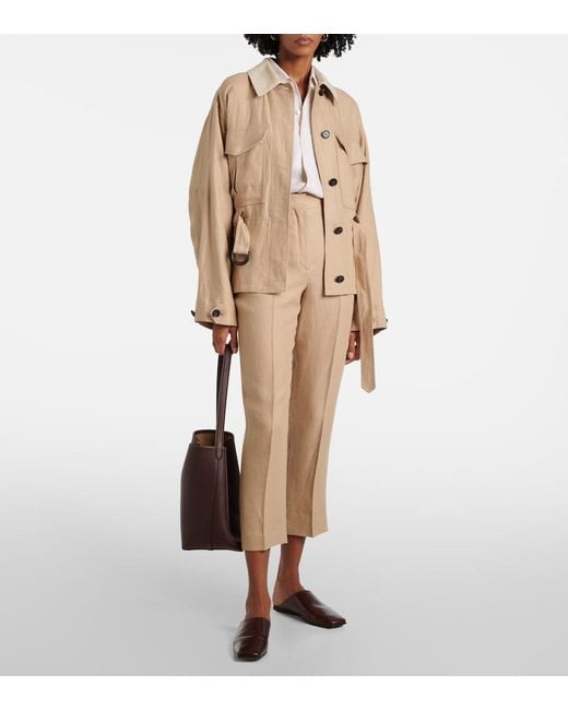 Loro Piana Natural Neo Derk Linen Crepe Straight Pants