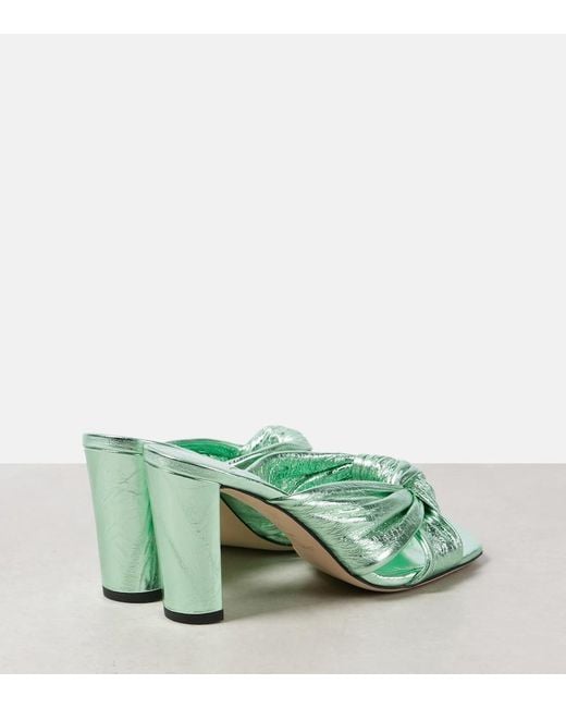 Jimmy Choo Green Avenue 85 Metallic Leather Sandals