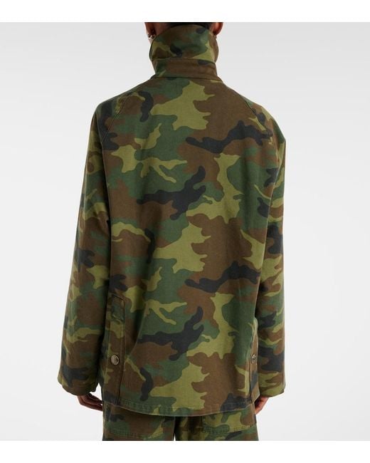 Nili Lotan Green Andrew Camouflage Leather-Trimmed Cotton Jacket