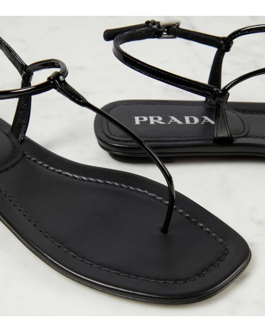 Prada White Patent Leather Thong Sandals