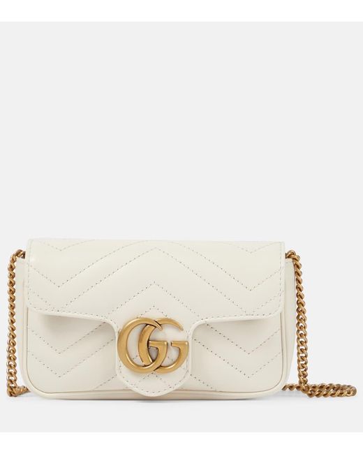 Gucci Natural GG Marmont Super-Mini-Tasche Aus Matelassé