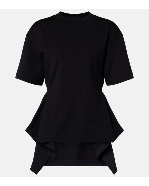 Alaïa Black Peplum Cotton Jersey T-Shirt