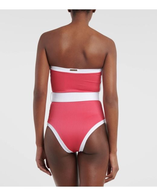 Alexandra Miro Red Whitney Belted Bandeau Swimsuit