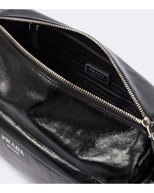 Prada Black Leather Shoulder Bag for men