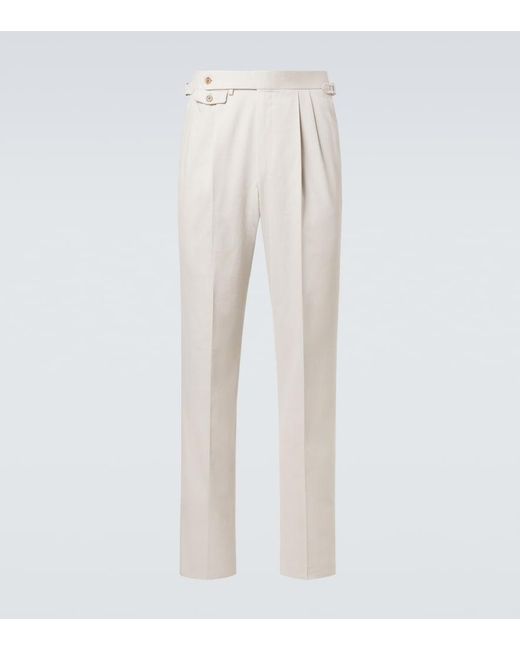 Dunhill White Cotton And Cashmere Straight Pants for men
