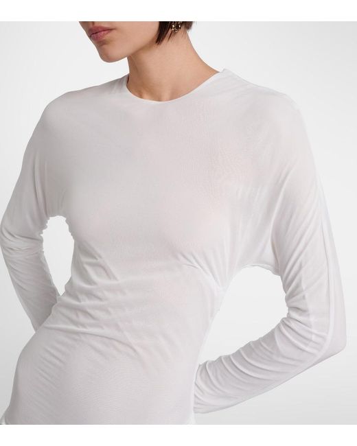 Christopher Esber White Stone Pin Draped Jersey Gown