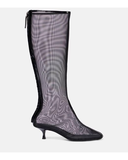 Christopher Esber Black Vapour Mesh Knee-High Boots