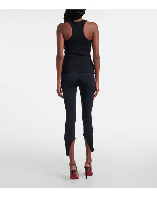 Courreges Black Ribbed-Knit Cotton Tank Top