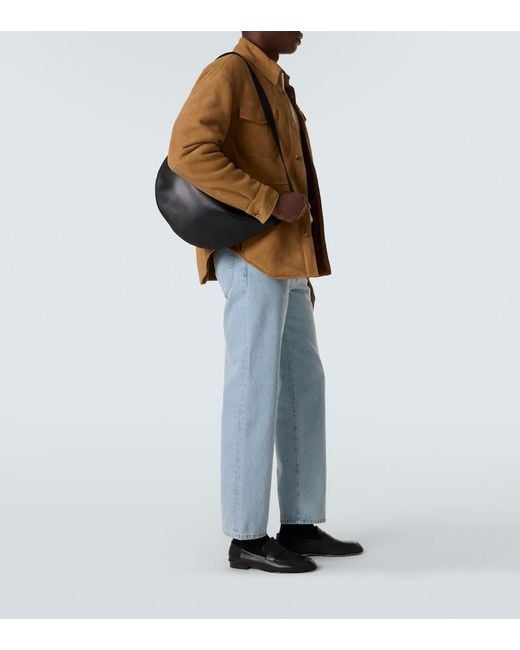The Row White Crescent Leather Crossbody Bag for men