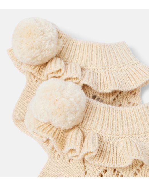 Valentino Natural Pompom Cotton Socks
