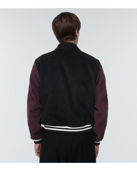 Amiri Black Corduroy Bones Varsity Jacket for men