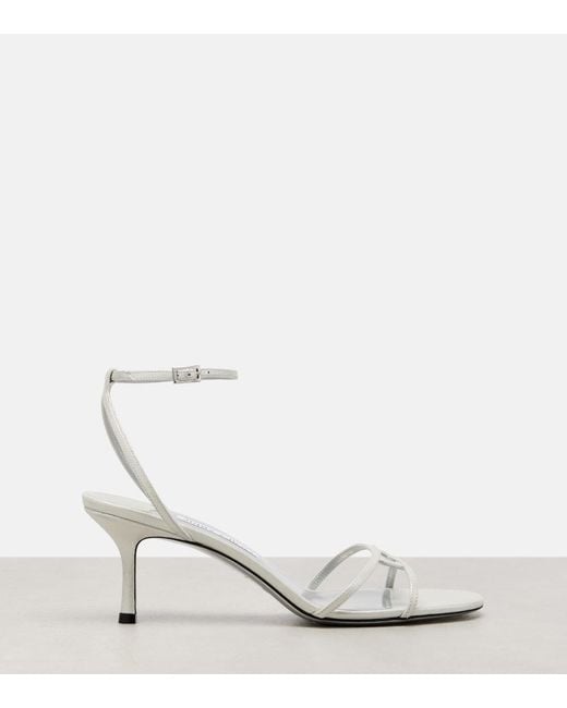 Jimmy Choo White Leo 65 Leather Sandals