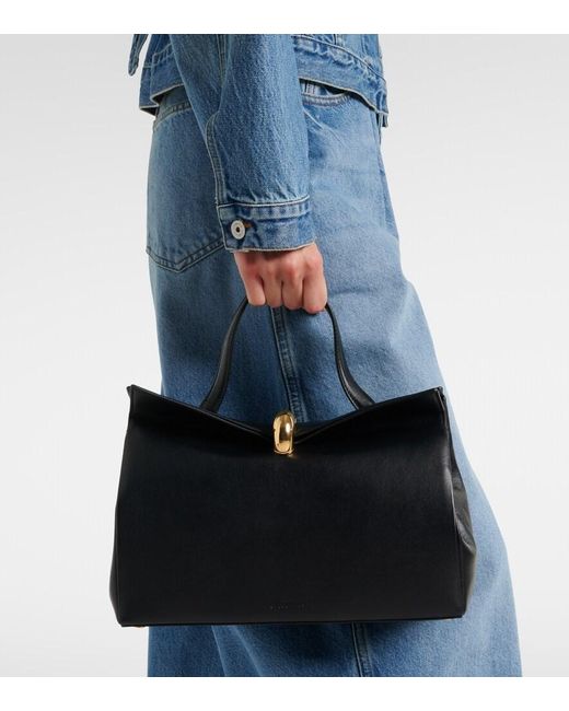 Jacquemus Black Valerie Medium Leather Top-Handle Bag
