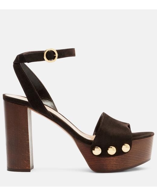 Gianvito Rossi Brown Ardea Studded Suede Platform Sandals