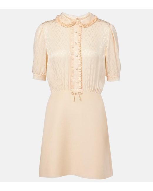 Valentino Natural Crepe Couture Toute La V Jacquard Minidress