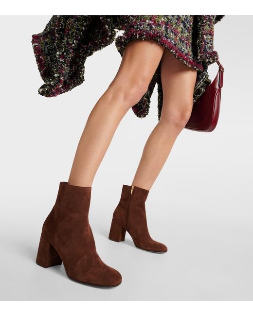 Gianvito Rossi Brown Joelle 70 Suede Ankle Boots