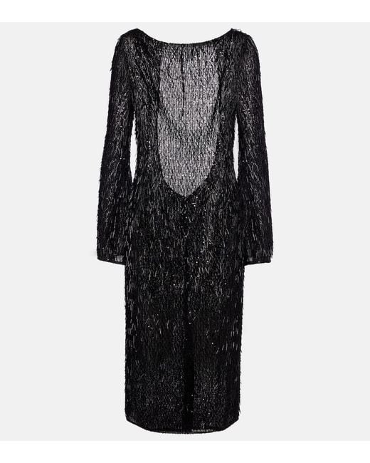 Dolce & Gabbana Black Sequined Midi Dress
