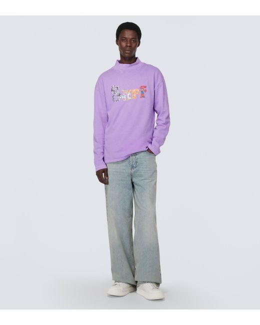 ERL Purple Applique Cotton Jersey Sweatshirt for men