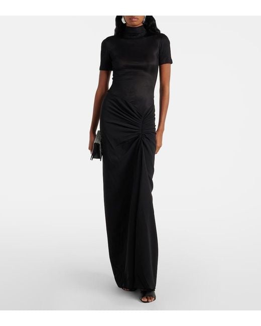 Christopher Esber Black Fusion Gathered Jersey And Crepe Maxi Dress