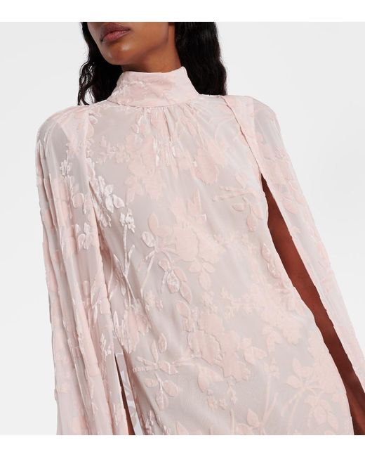 Rodarte Pink Caped Velvet Devore Gown