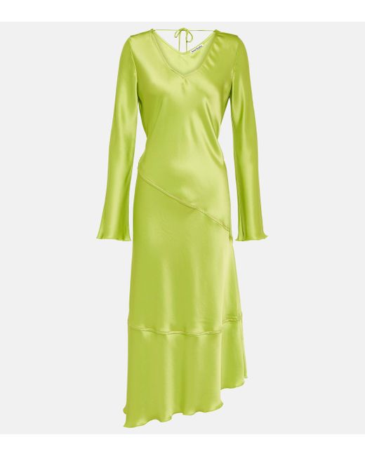 Acne Green Danessa Satin Midi Dress