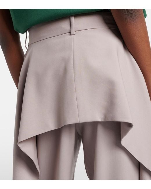 Loewe Natural Draped Wool Wide-Leg Pants
