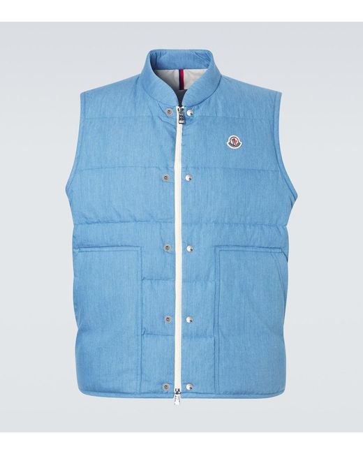 Moncler Blue Heceta Denim Down Vest for men