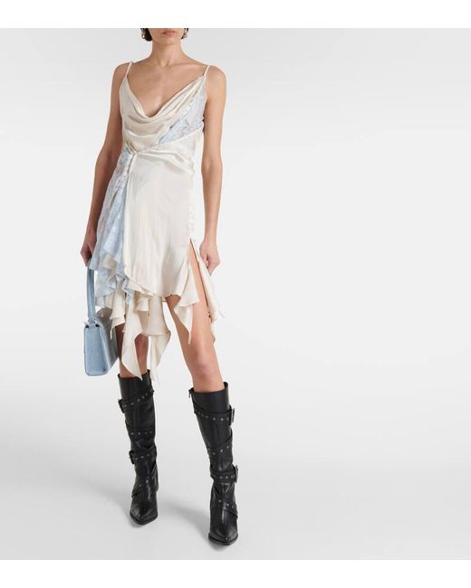 Y. Project Natural Lace-trimmed Asymmetric Slip Dress