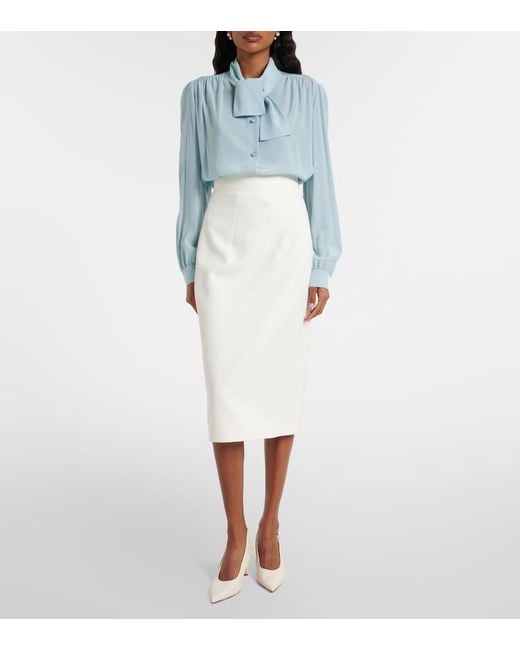 Safiyaa White Hokuku Crepe Pencil Skirt