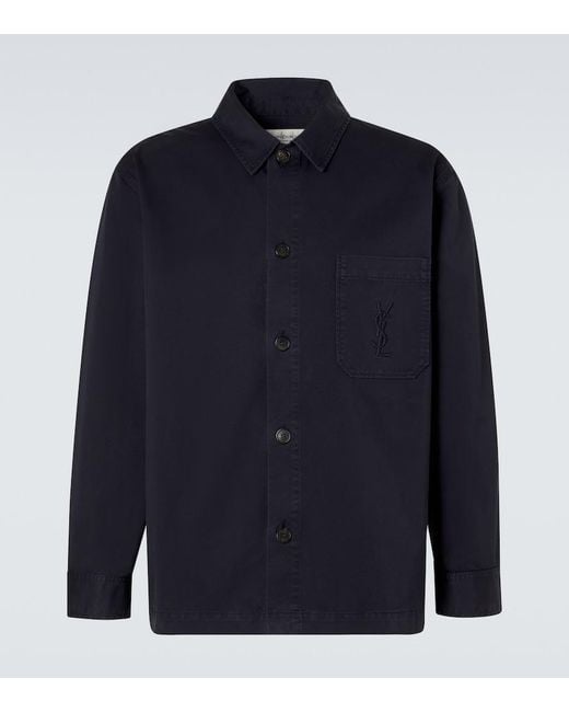 Saint Laurent Blue Cassandre Cotton Shirt for men