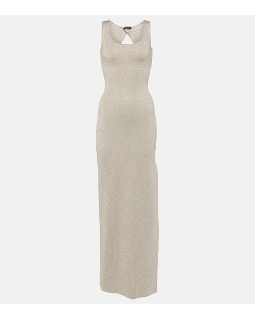 Tom Ford White Metallic Knit Maxi Dress