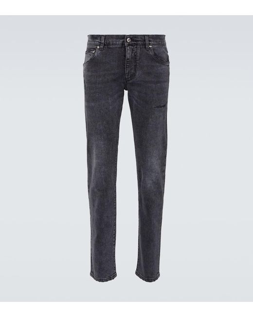 Dolce & Gabbana Blue Low-rise Slim Jeans for men