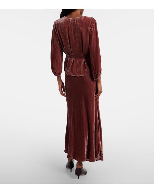 Velvet Red Midirock Felicity Aus Samt