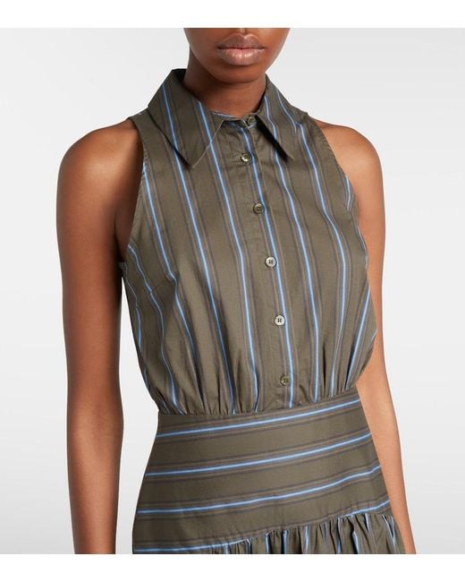 Staud Black Romy Striped Cotton Midi Dress