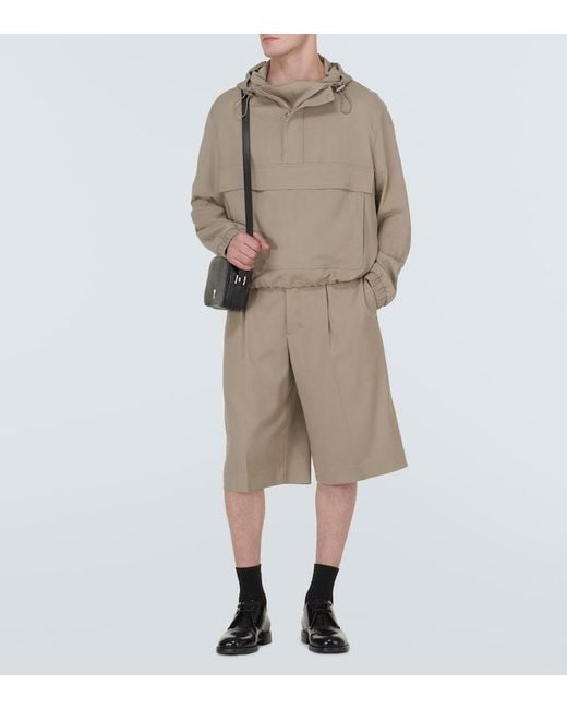 AMI Natural Hooded Half-Zip Twill Jacket for men