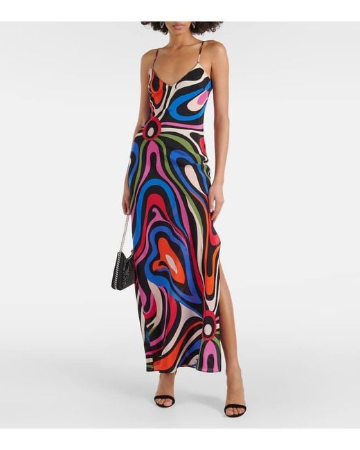 Vestido largo Marmo de seda estampado Emilio Pucci de color Multicolor
