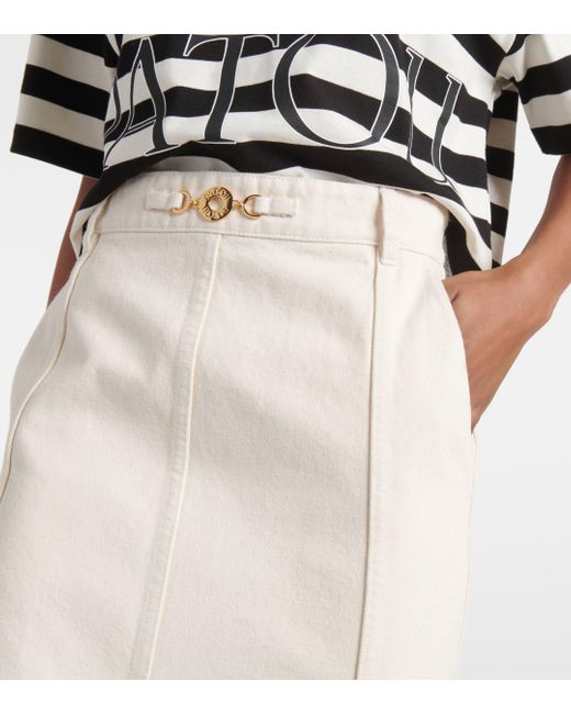 Patou Natural High-rise Denim Maxi Skirt