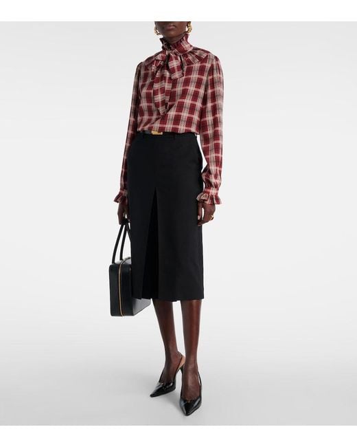 Saint Laurent Black Mid-Rise Wool Culottes