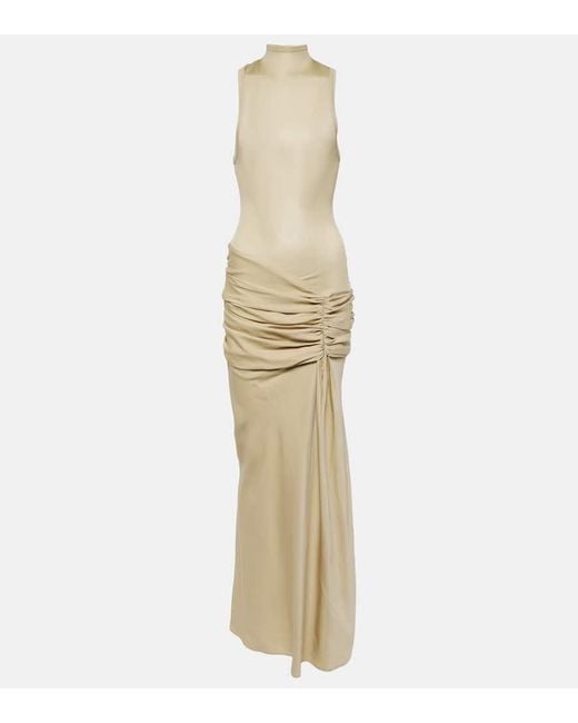 Christopher Esber Natural Fusion Ruched Faille Maxi Dress