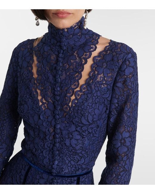 Costarellos Blue Lace Gown