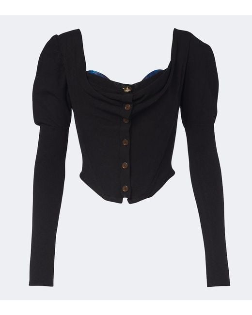Vivienne Westwood Black Bea Knitted Cotton And Cashmere Cardigan