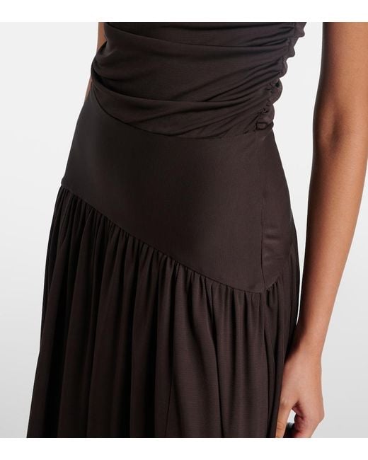 Staud Black Mariana Shirred Jersey Maxi Dress