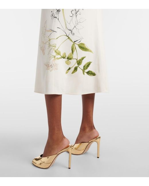 Monique Lhuillier White Floral Midi Dress