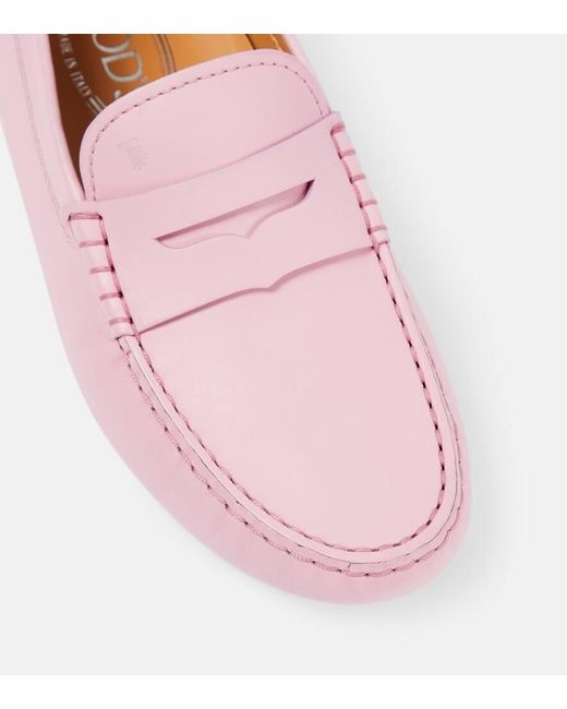 Tod's Pink Gommino Macro Leather Moccasins