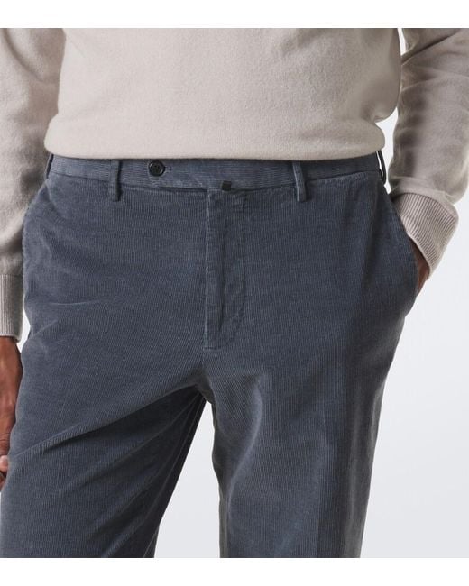 Slowear Blue Cotton And Cashmere Corduroy Slim Pants for men
