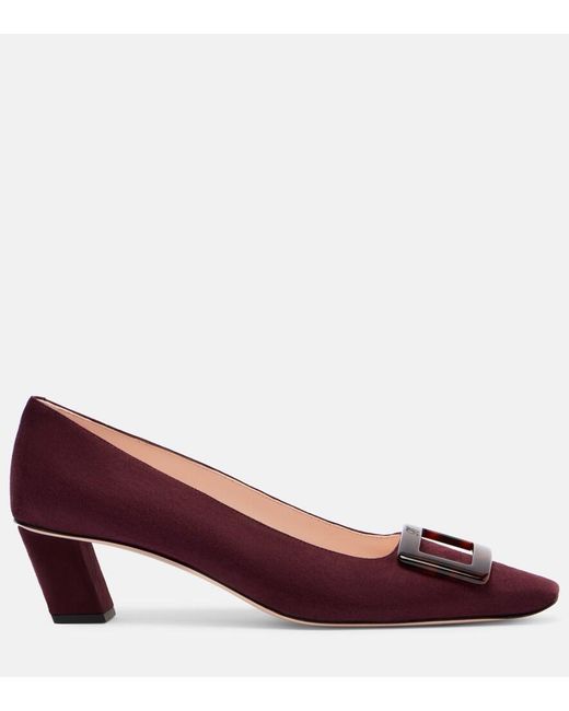 Roger Vivier Red Belle Vivier 45 Suede Pumps